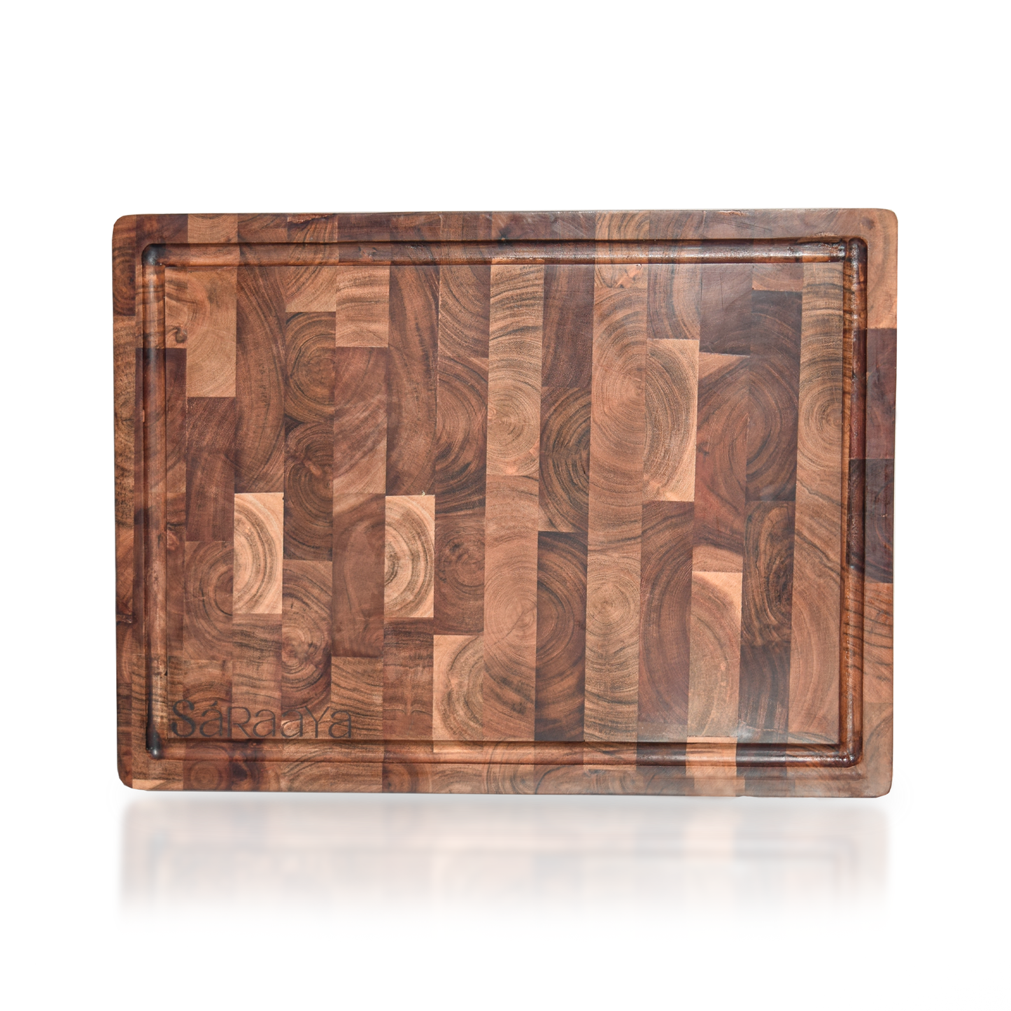Acacia End Grain Cutting Board – Premium Wooden Chopping / Serving Board with Juice Groove