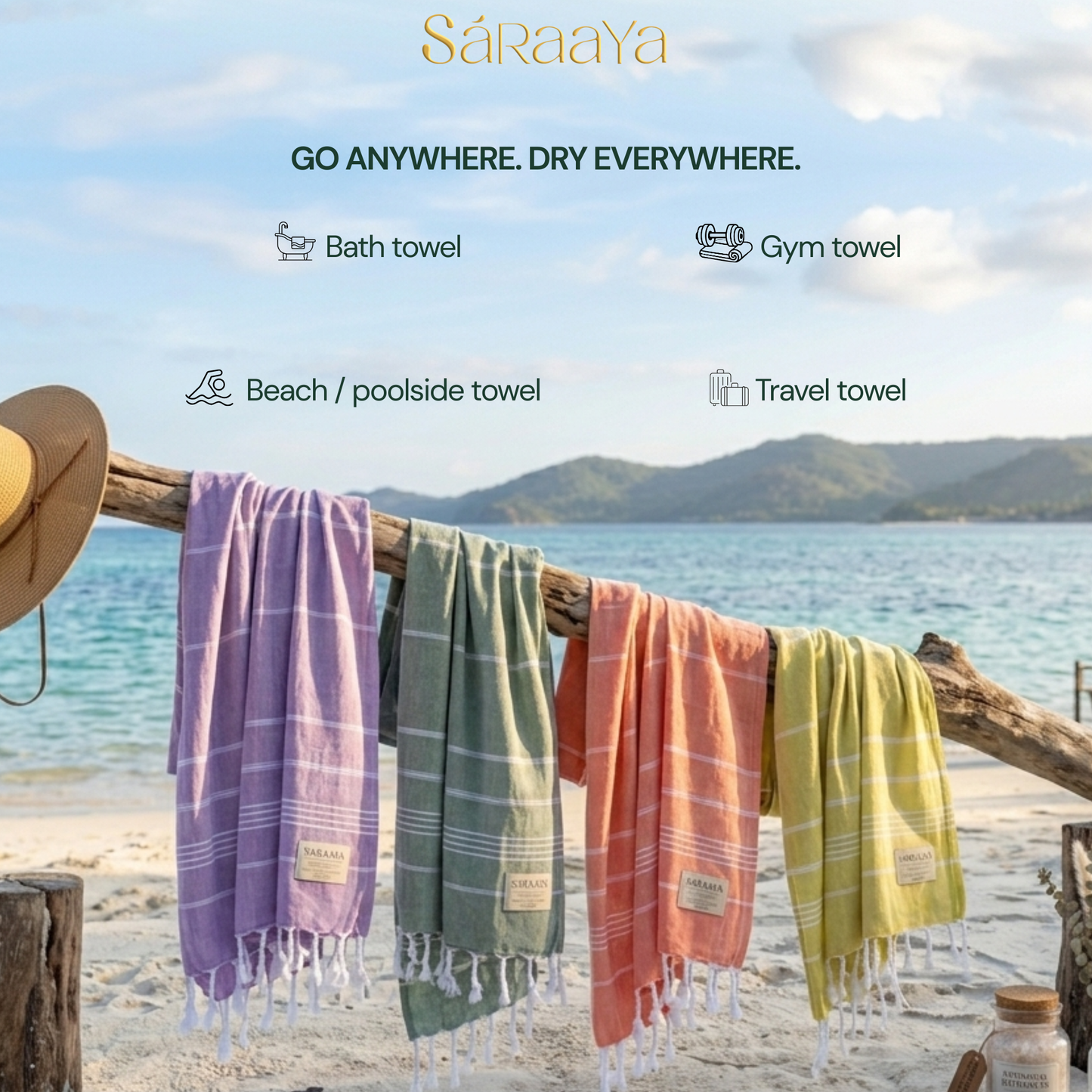 Bamboo Bath Towels Set - 5 Colors