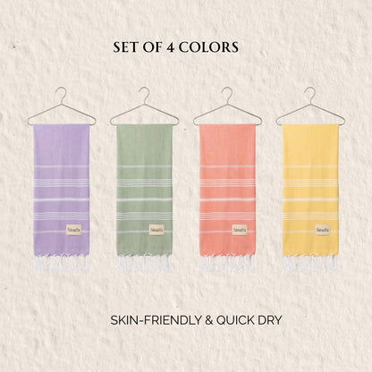 Signature Stripes Bamboo Bath Towels -Set of 4 Colors -Skin-friendly, Antibacterial & Anti-Odor